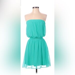 Express teal strapless dress size small